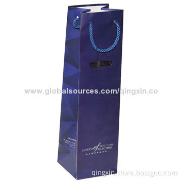 Wine Paper Gift Bag, Silver Foil for Customer Logo, Environment Protection and Durable
